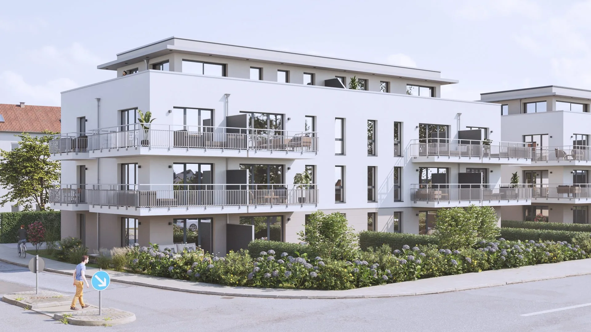 Moderne Neubau-Wohnanlage mit Balkonen im Stadtquartier Tiefes Feld in Nürnberg