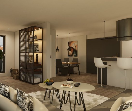 2-Zimmer-Wohnung mit offener Wohnküche – Visualisierung