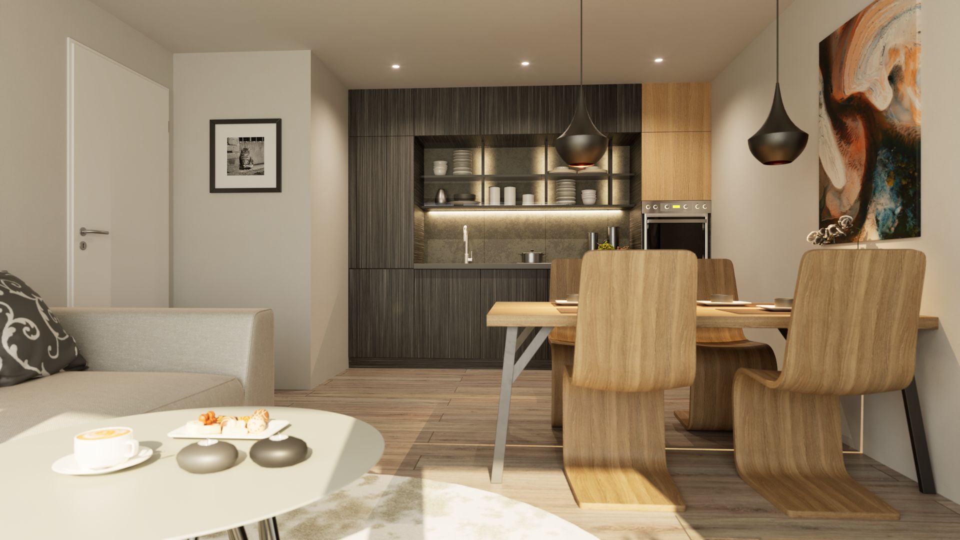 Moderne Küche mit Essbereich